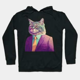 Vaporwave Cat Daddy in a Suit Hoodie